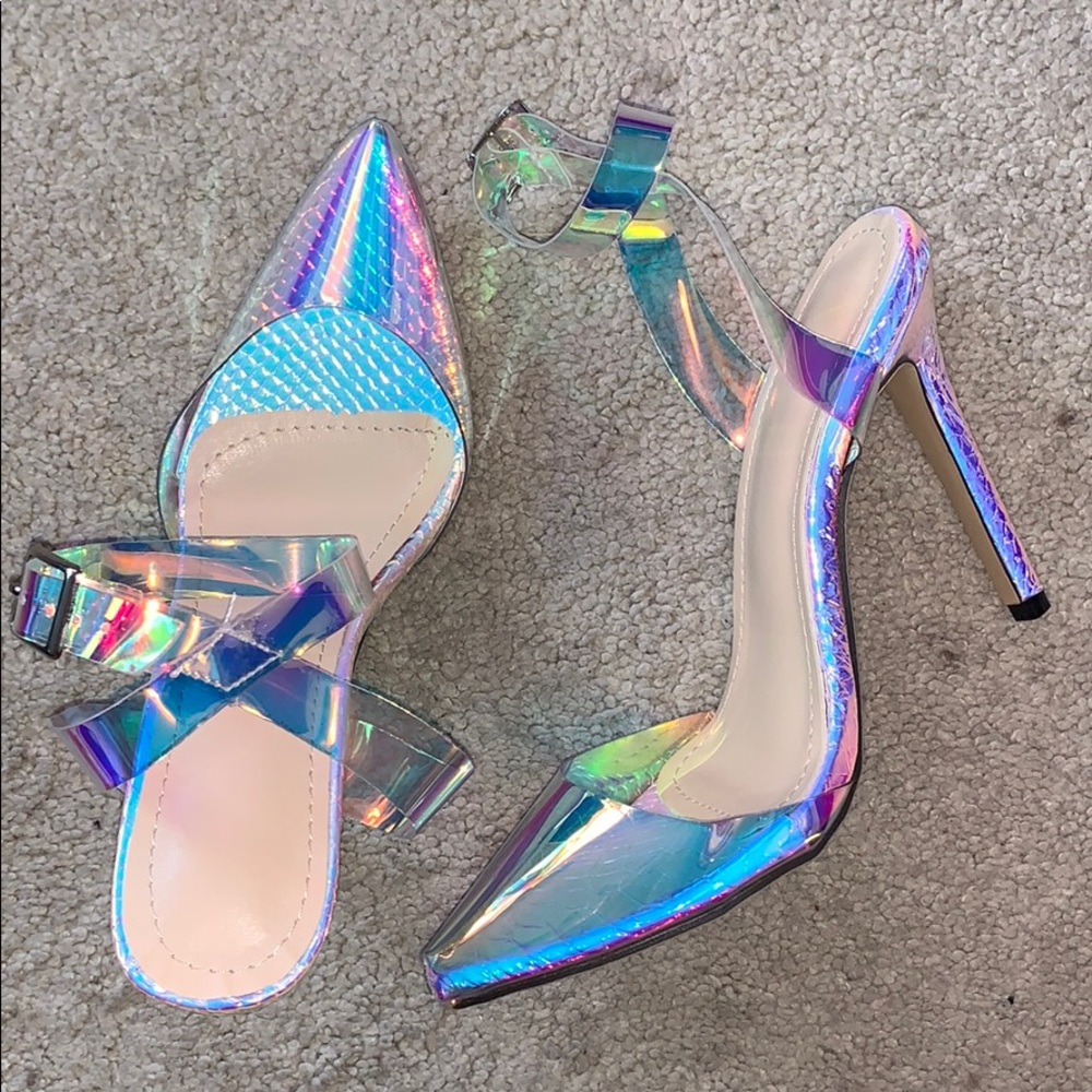 Unicorn Gloss PVC Anklet Spike Heels NEW 5.5-10
